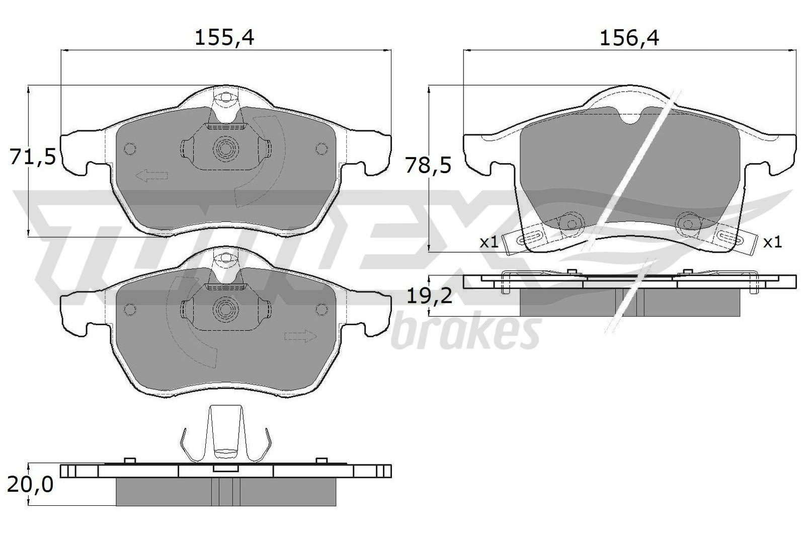 Sada brzdových destiček, kotoučová brzda TOMEX Brakes